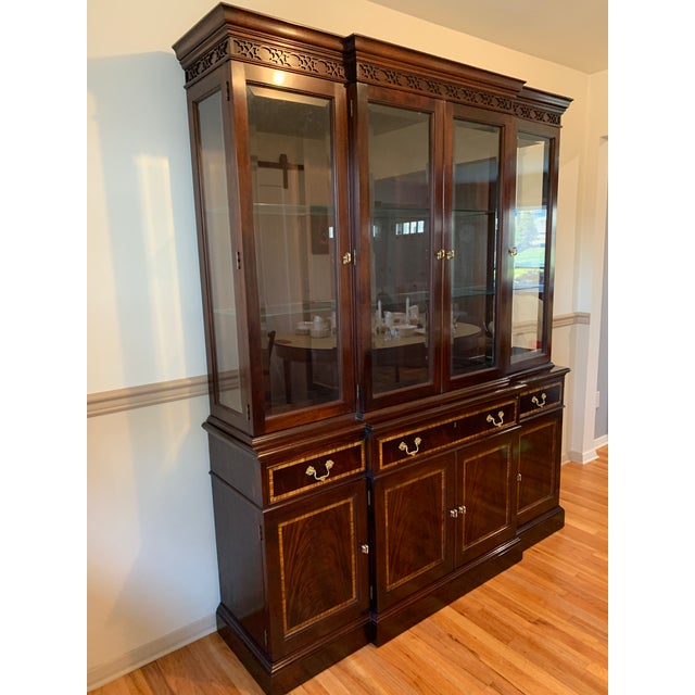 Rare Stickley Mahogany Buffet With Beveled Glass Display / China Top