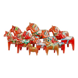 Swedish Hand-Painted Dala Horses, 1900, Set of 12 For Sale