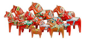 Swedish Hand-Painted Dala Horses, 1900, Set of 12