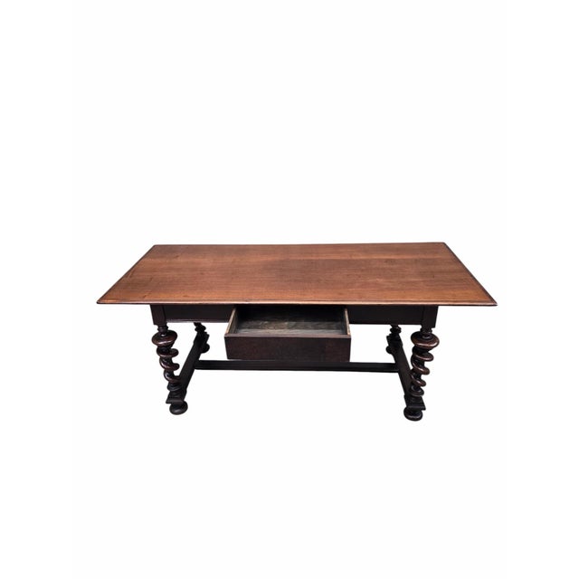 Antique Jacobean Revival Style Barley Twist Desk With Chair For Sale - Image 4 of 12