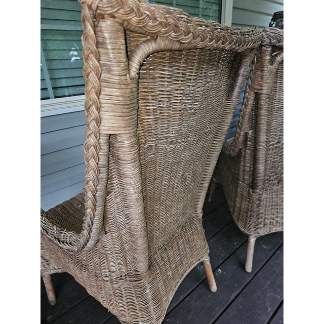 Wood Early 20th Century Hand-Made Pair Untreated Natural Accent Chairs For Sale - Image 7 of 12