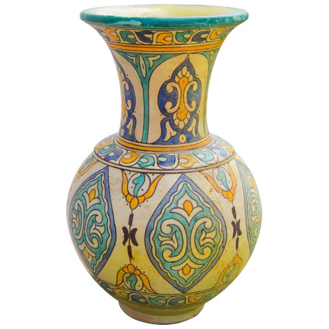 Antique Ceramic Arabesque Vase For Sale