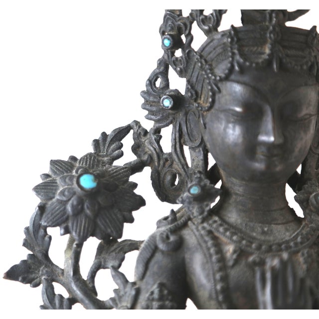 Antique 19th Century Bronze Tibetan Bodhisattva Signed For Sale - Image 12 of 15
