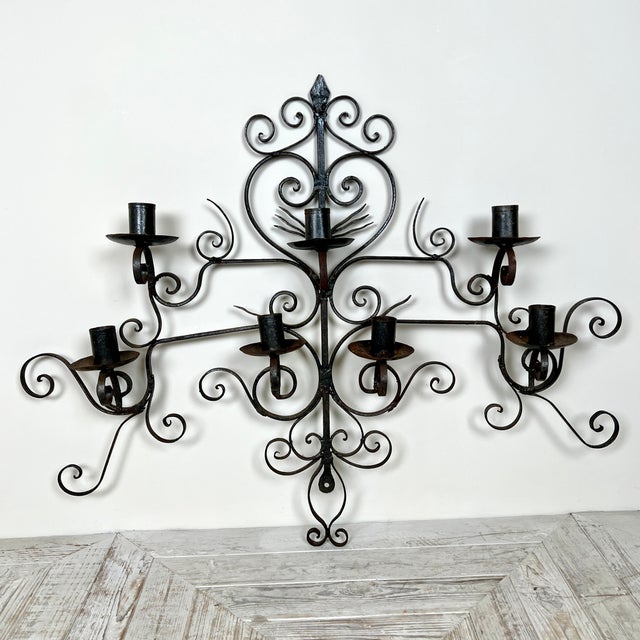 1920s Large English Wrought Iron Heart Wall Sconce Candleholder, 1920s For Sale - Image 5 of 5