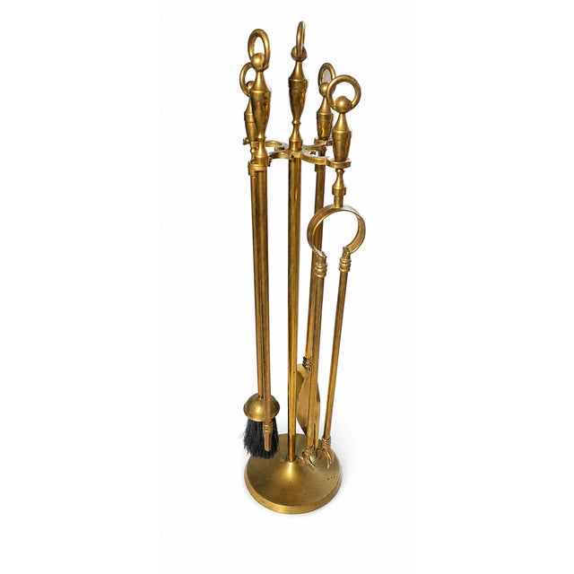 Vintage Brass Fireplace Fireside Tools, 1940s, Set of 5 For Sale - Image 6 of 6