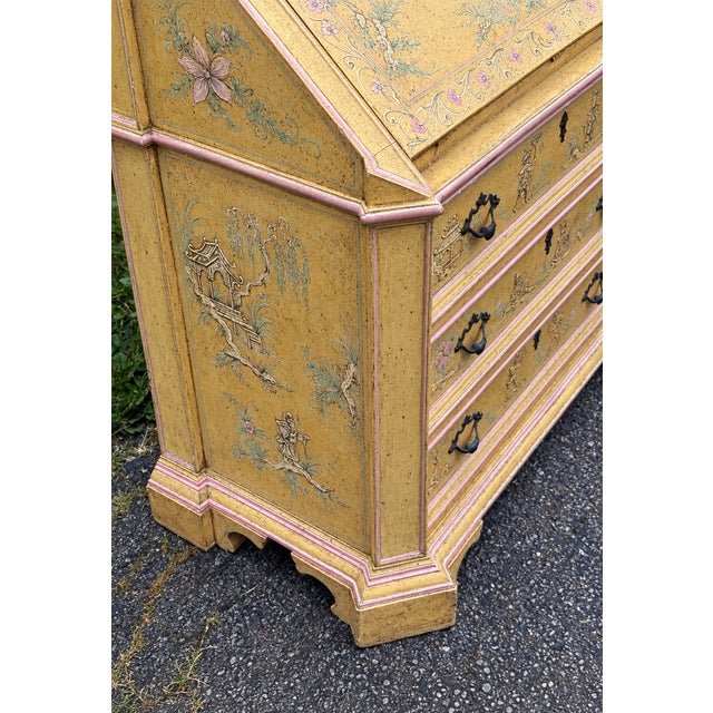 Mid-Century Italian Venetian Hand Painted Chinoiserie Secretary Desk For Sale - Image 4 of 9