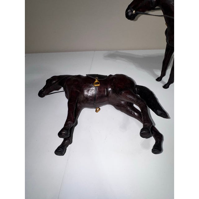 Animal Skin Pair of Vintage 1930s-1940s Leather Horses For Sale - Image 7 of 12