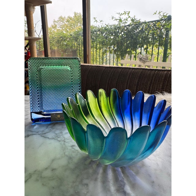 Green & Blue Glass Swirl Bowl by Mikasa Studio Nova, Circa 1980s For Sale - Image 9 of 9