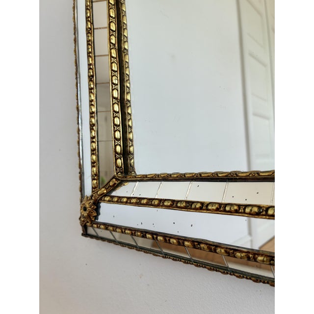 Brass Large Vintage Spanish Venetian-Style Wall Mirror, Brass, 1980s Hollywood Regency For Sale - Image 8 of 12