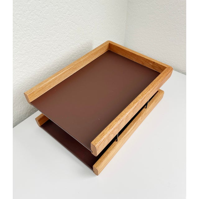 Mid-Century Modern Mid-Century Oak Desktop Paper & File Organizer For Sale - Image 3 of 8