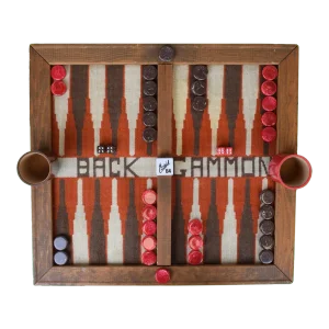 Late 20th Century Hand-Needlepoint Backgammon Board