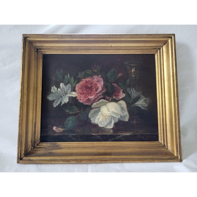 Amedee Baudit, French Floral Still Life, 1880, Oil on Canvas For Sale - Image 7 of 7