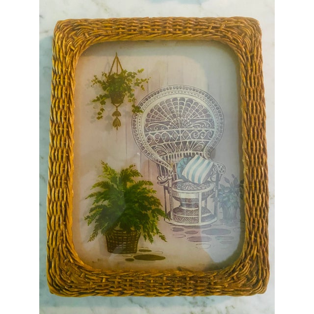 Wood French Wicker Small Frame With 3d Design of Emmanuelle Peacock Chair Circa 1970s For Sale - Image 7 of 9