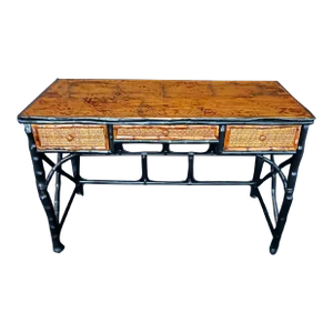 Vintage Tortoise Burnt Bamboo Writing Desk