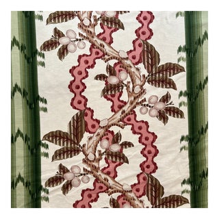 Brunschwig & Fils Josselin Cyprus and Coral Cotton and Linen Fabric- 3 5/8 Yards For Sale