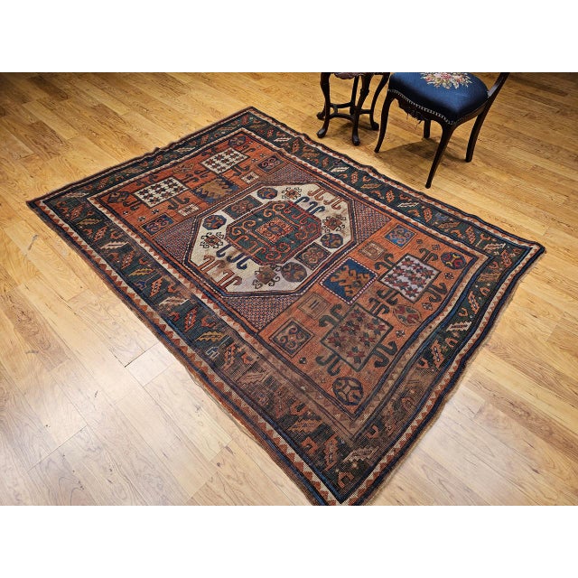 Antique Karachov Kazak Area Rug, Hand-Knotted Wool, Caucasus, 1800s, 5’ x 7’ For Sale - Image 10 of 18
