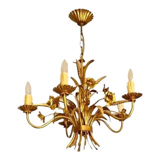 Hans Kögl Tole Gilt Chandelier For Sale