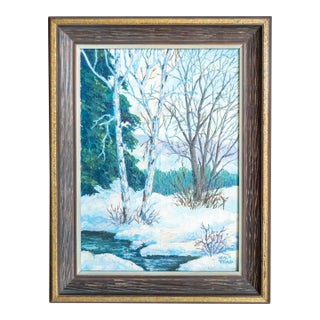 Early 20th Century American Impressionist Modernist Winter Landscape by Walt Trag For Sale