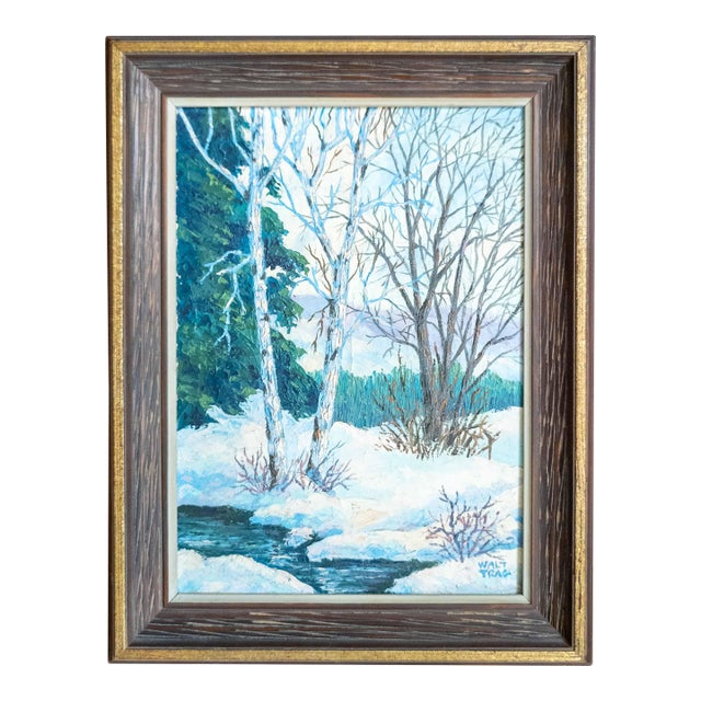 Early 20th Century American Impressionist Modernist Winter Landscape by Walt Trag For Sale