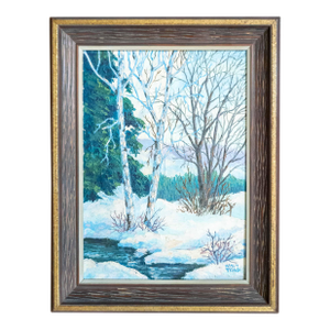 Early 20th Century American Impressionist Modernist Winter Landscape by Walt Trag