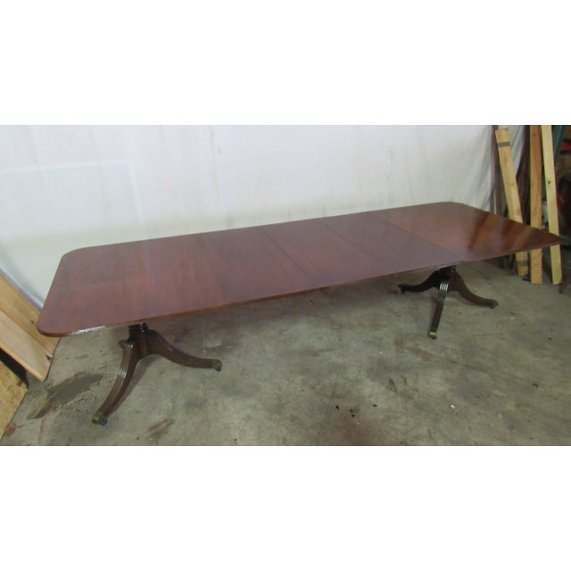 Brown Baker Mahogany Baquet Dining Room Table Banded For Sale - Image 8 of 9