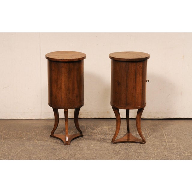 Italian Cylindrical End Tables w/Storage For Sale - Image 10 of 11