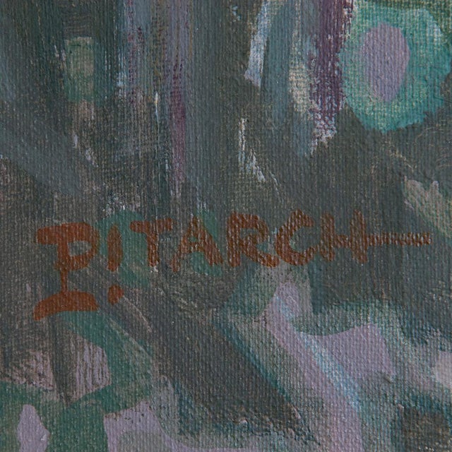 Garcia Pitarch, Large Modernist Village Landscape, 1950s, Oil on Canvas For Sale - Image 6 of 8