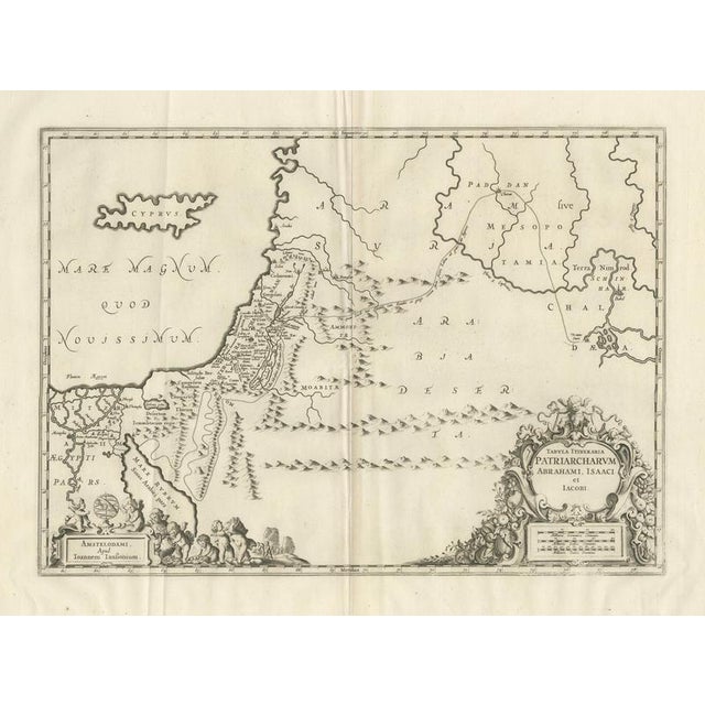 Antique Biblical Map of the Holy Land – Janssonius Abraham Isaac Jacob, c. 1650 This finely engraved 17th-century map...
