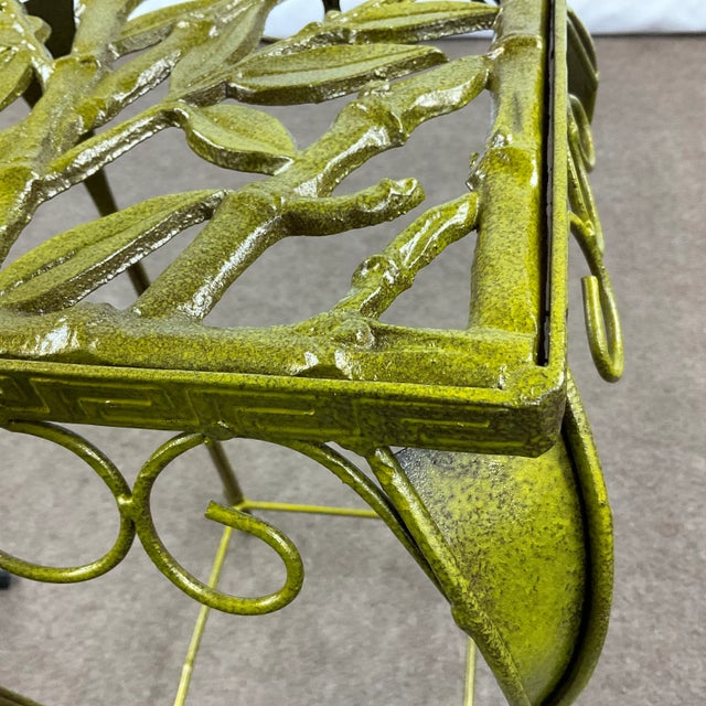 Vintage Chinoiserie Bamboo Motif Metal and Cast Iron Plant Stand For Sale - Image 11 of 13