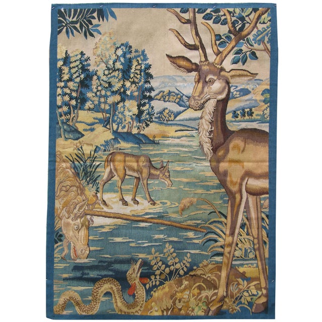 Figurative Late 20th Century Pictorial Forest and Wildlife Tapestry For Sale - Image 3 of 7