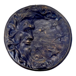 Vintage Ceramic Moon Studio Pottery Wall Plaque For Sale