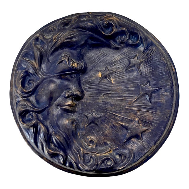 Vintage Ceramic Moon Studio Pottery Wall Plaque For Sale