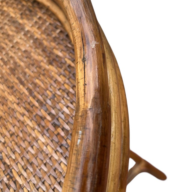 Tan Vintage Mid 20th Century Folding Bamboo Butler Serving Tray Tv Table MCM Cottage For Sale - Image 8 of 12