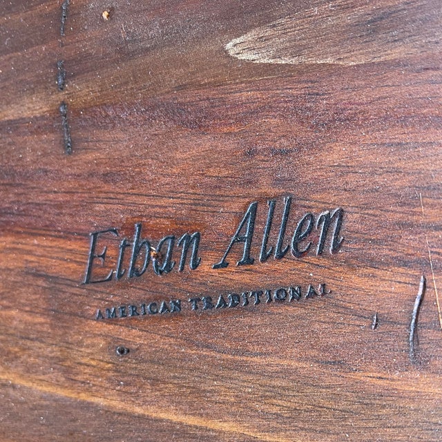 1970s Ethan Allen Old Tavern Antiqued Pine Rustic Traditional Arrow Back Dining Chairs - A Pair (B) (12-6011) For Sale - Image 9 of 11