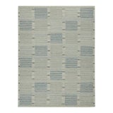 Rug & Kilim’s Custom Scandinavian Rug With Blue Geometric Patterns For Sale