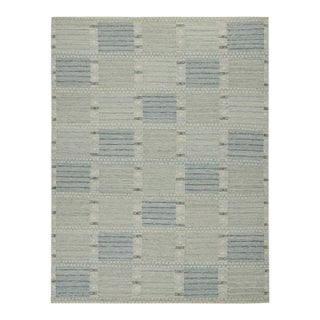 Rug & Kilim’s Custom Scandinavian Rug With Blue Geometric Patterns For Sale