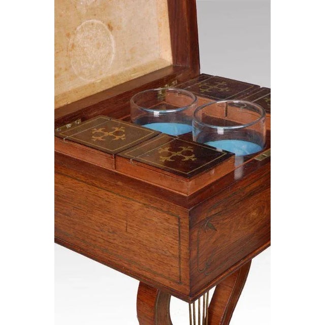 Regency Brass Inlaid Rosewood Teapoy For Sale - Image 4 of 5