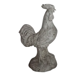 Original White Painted Large Iron Rooster