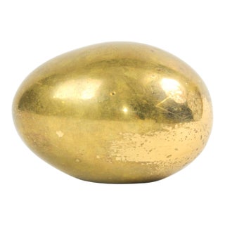 Signed Carl Aubock Solid Brass Egg Paperweight Made in Austria For Sale