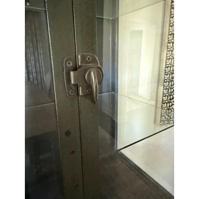 Industrial Iron & Glass Display Cabinet For Sale - Image 11 of 15