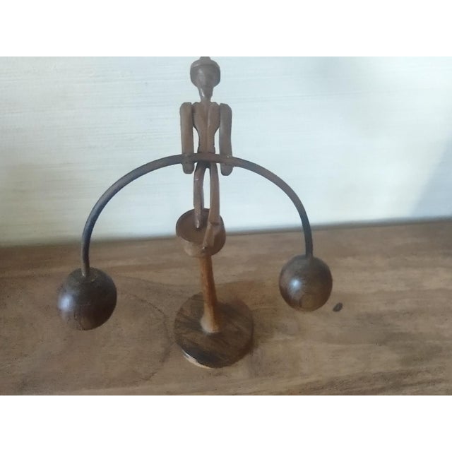 Vintage Wooden Folk Art Hand Carved Balancing Man Toy For Sale In Los Angeles - Image 6 of 11