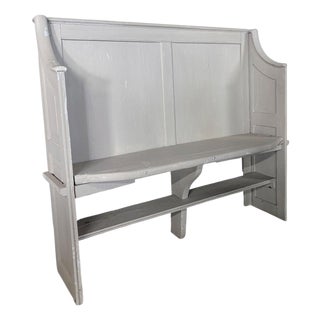 Vintage Painted Pine Church Pew For Sale