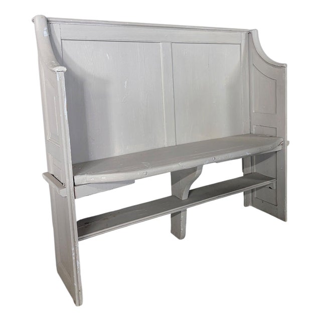 Vintage Painted Pine Church Pew For Sale