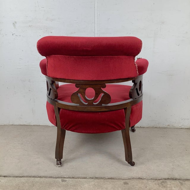 Vintage Empire Revival Upholstered Armchair With Casters For Sale In Philadelphia - Image 6 of 12