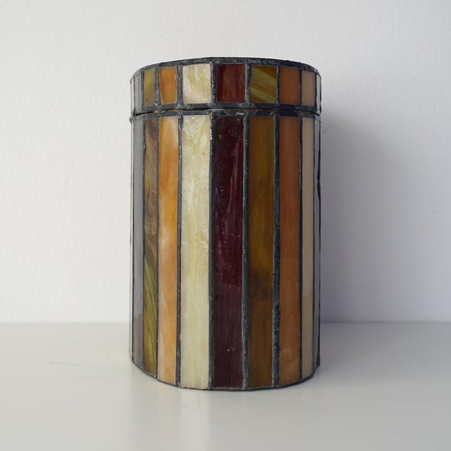 Mid 20th Century Vintage Striped Stain Glass Keepsake Box For Sale - Image 12 of 14