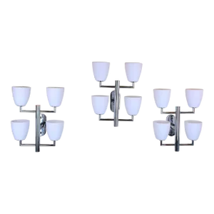 Fontana Arte, Set of Three Sconces, With Murano Glasses, by Gio Ponti, Italy