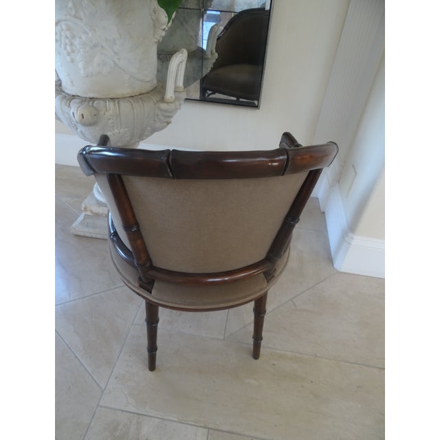 Vintage Faux Bamboo Tub Chair in New Mo Hair Fabric For Sale In Los Angeles - Image 6 of 9