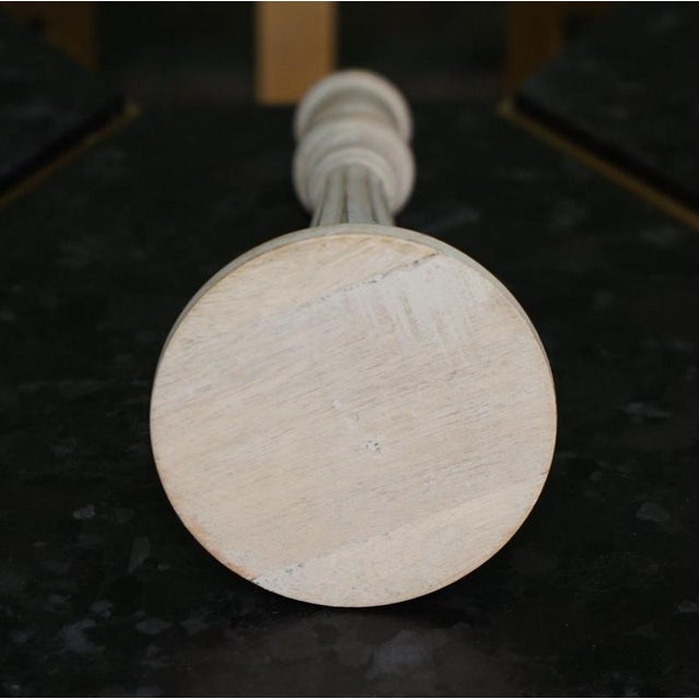 Neoclassical Carved Fluted Limed Oak Candlesticks, Set of 2 For Sale - Image 6 of 12