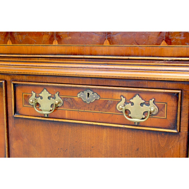 1950s Chippendale Revival Mahogany Highboy Chest on Stand With Satinwood Inlay & Ball-and-Claw Feet For Sale - Image 12 of 17