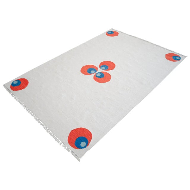 Turkish Silk Rug Kilim Hand Woven Chintemani Motif Oushak Area Rug - 4′3″ × 6′4″ For Sale - Image 4 of 18